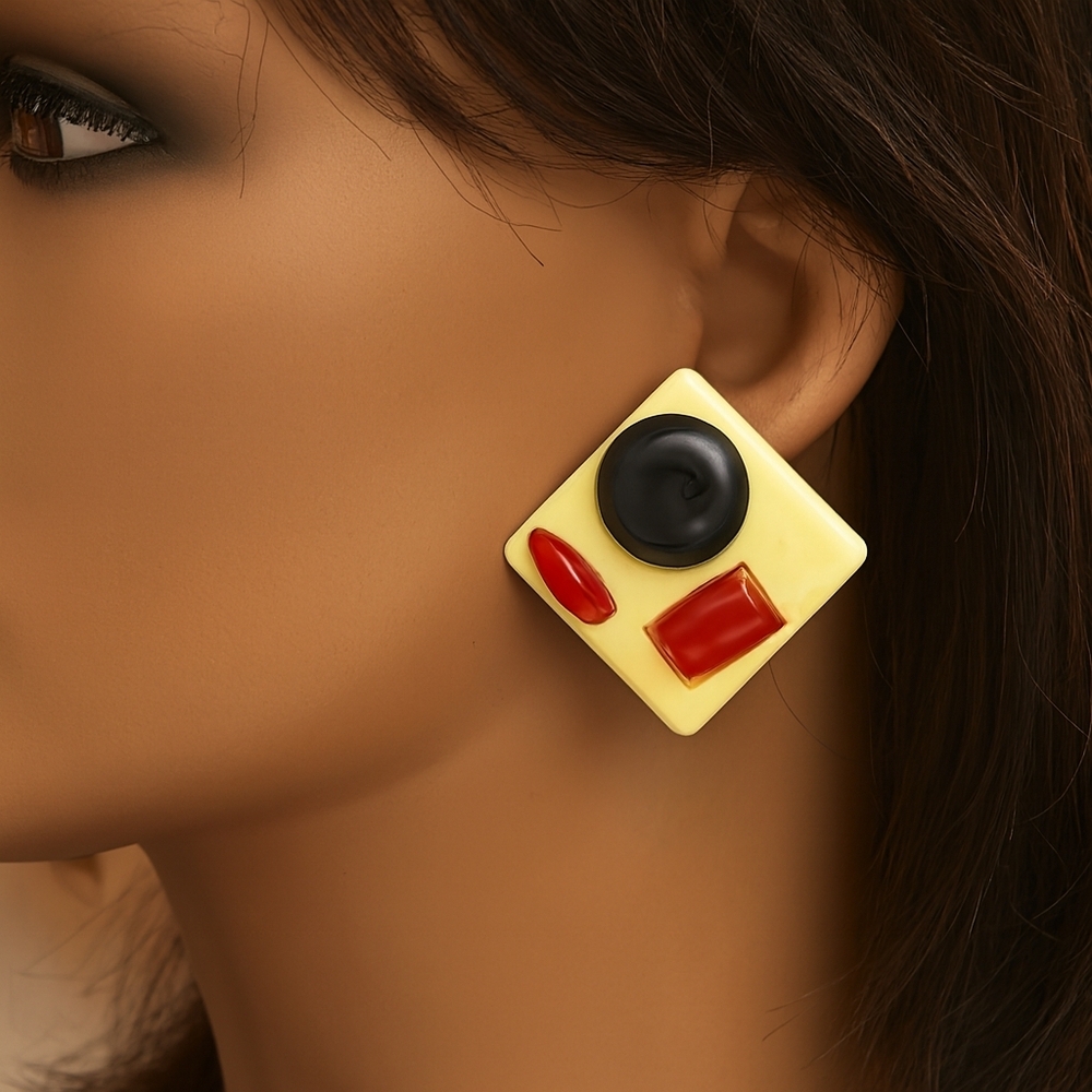 Women’s Square Drop Earrings | Multi Color 0.9-Inch | Statement Fashion Jewelry
